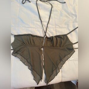 Edikted, Ariyah Open Tie Back Ruffle Mesh Top, size medium